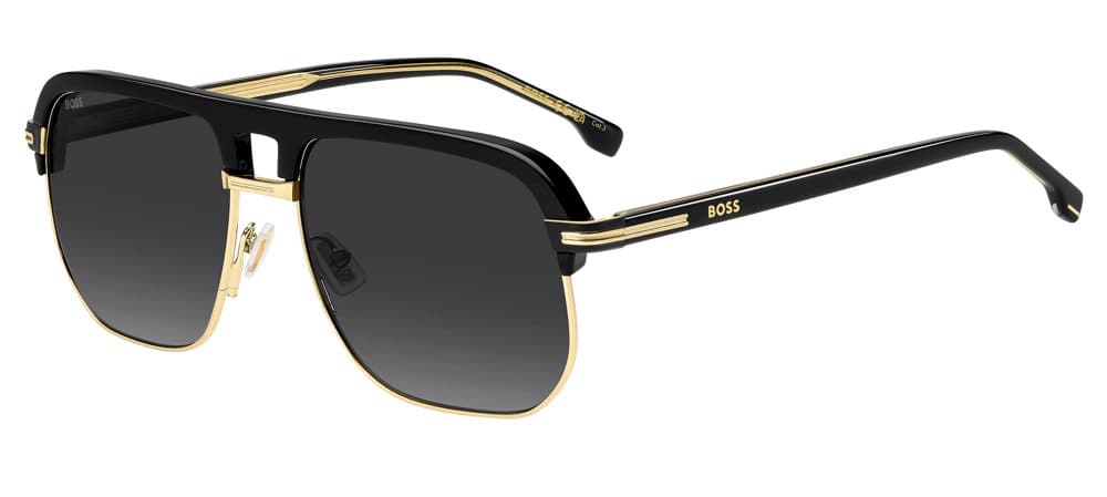 BOSS Square Double Bridge Sunglasses (Black Gold)