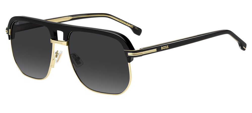 BOSS Square Double Bridge Sunglasses (Black Gold)